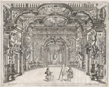 Stage set with an artist painting Venus and Cupid; from Aurelio Aureli, 'Il Favore De Gli Dei' MET DP875168