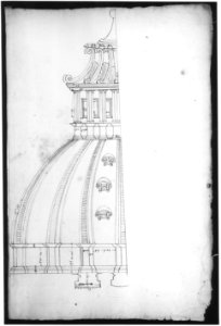 St Peter's, dome, model, half elevation (recto) blank (verso) MET sf49 92 01r-MM31563