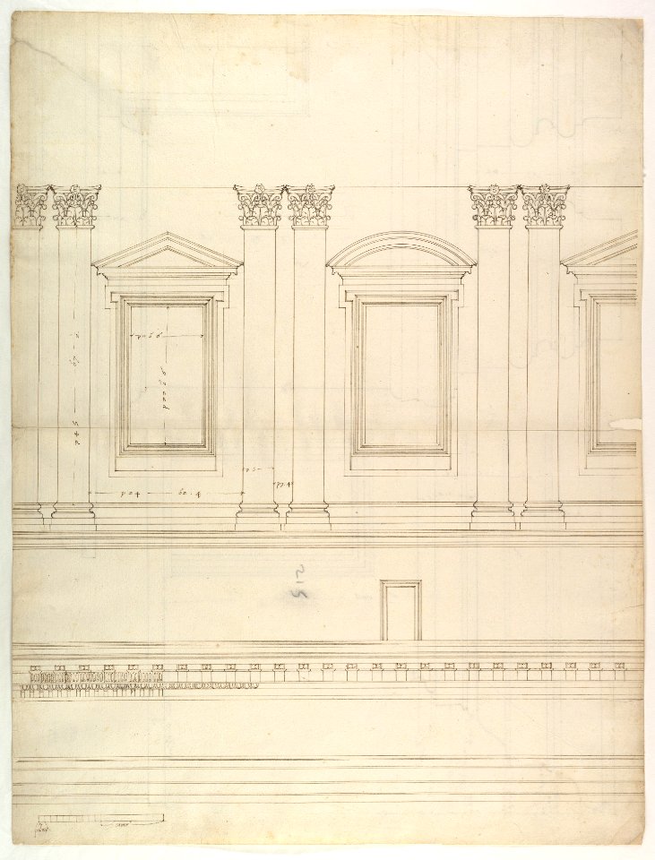 St. Peter's, drum, interior, elevation (recto) St. Peter's, drum, pedestal, section (verso) MET DP819038