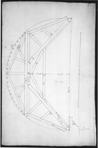 St. Peter's, centering truss, tunnel vault, section (recto) blank (verso) MET sf49 92 16r-MM31808