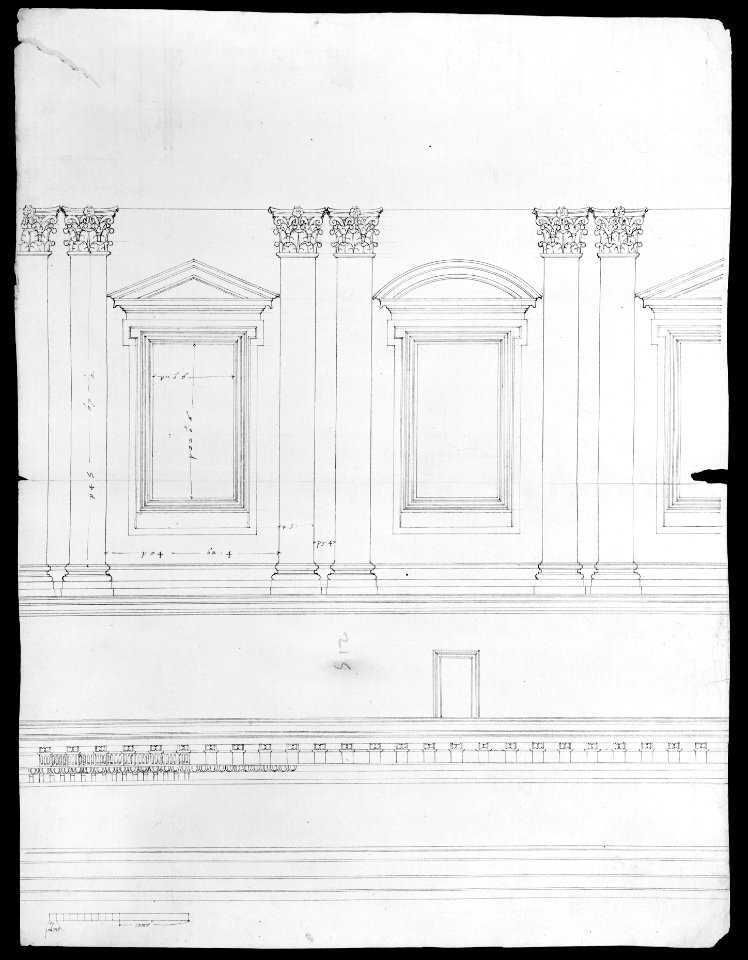 St. Peter's, drum, interior, elevation (recto) St. Peter's, drum, pedestal, section (verso) MET MM31809