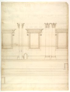 St. Peter's, drum, exterior, elevation (recto) St. Peter's, tribune, entablature, section and details (verso) MET DP819041