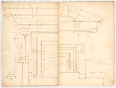 St. Peter's, drum, exterior bay, elevation with details (recto) St. Peter's, drum, section (verso) MET DP247312