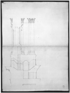 St. Peter's, drum, exterior bay, elevation with details (recto) St. Peter's, drum, section (verso) MET sf49 92 18v-MM31812