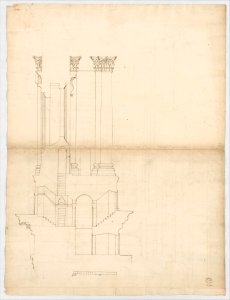 St. Peter's, drum, exterior bay, elevation with details (recto) St. Peter's, drum, section (verso) MET DP247313