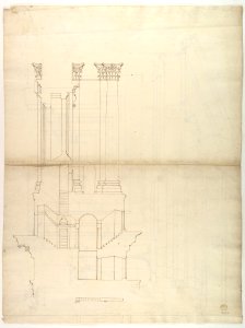 St. Peter's, drum, exterior bay, elevation with details (recto) St. Peter's, drum, section (verso) MET DP819032