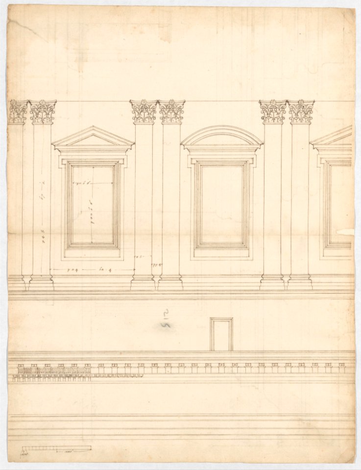 St. Peter's, drum, interior, elevation (recto) St. Peter's, drum, pedestal, section (verso) MET DP247314