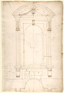St. Peter's, apse, exterior niche details (recto) St Peter's, apse, exterior niche elevation and profile of scrolled console, elevation of column shaft (verso) MET DP810539