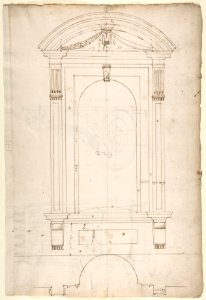 St. Peter's, apse, exterior niche details (recto) St Peter's, apse, exterior niche elevation and profile of scrolled console, elevation of column shaft (verso) MET DP810540