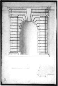 St. Peter's, apse, window, elevation (recto) Unidentified, portal, elevation (verso) MET sf49 92 89v-MM35213