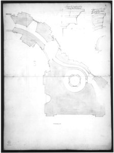 St. Peter's, attic, window, elevation (recto) St. Peter's, apse, plan; window, cornice, elevation profile; arch frame, elevation profile (verso) MET sf49 92 22v-MM31566