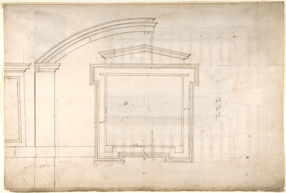 St. Peter's, apse, window, elevation (recto) Unidentified, portal, elevation (verso) MET DP810520