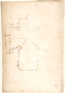 St. Peter's, tribune, exterior, entablature and cornice details (recto)Santa Maria Maggiore, Sforza Chapel, plan, detail (verso) MET DP810524