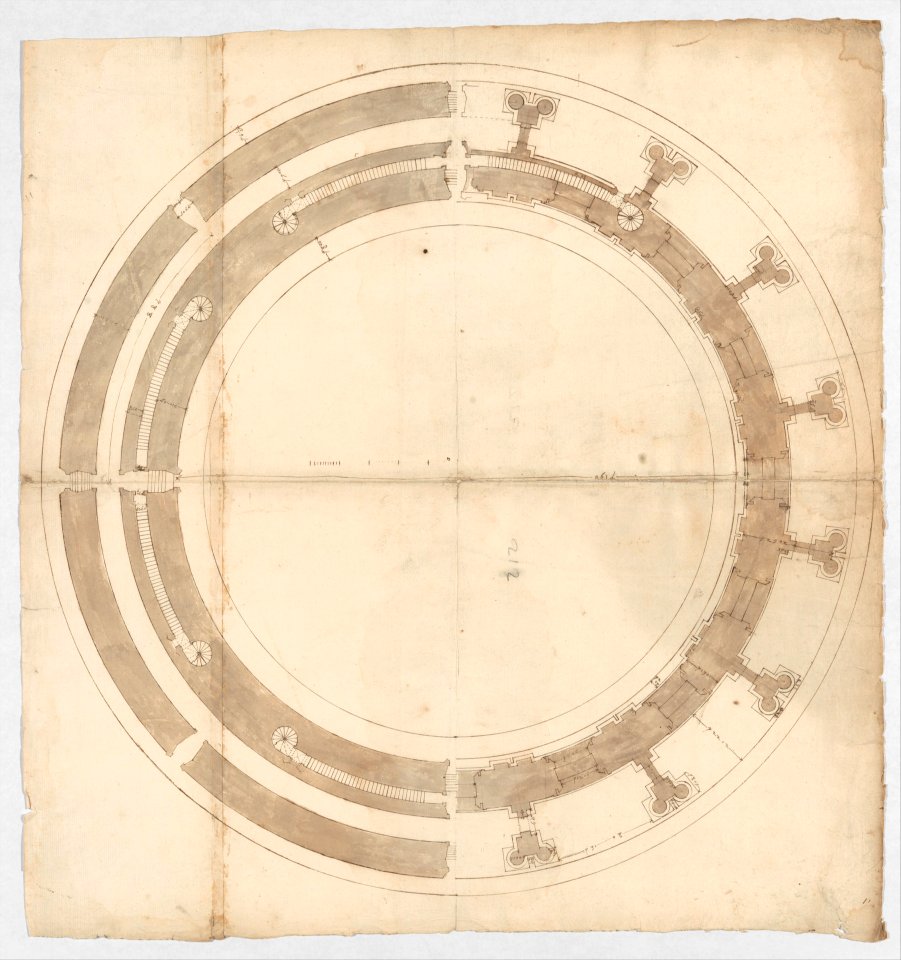St. Peter's, drum, plans at two levels (recto) blank (verso) MET DP247327