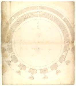 St. Peter's, drum, plan, at two levels (recto) compass (verso) MET DP819045