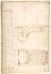 St. Peter's, apse, exterior niche details (recto) St Peter's, apse, exterior niche elevation and profile of scrolled console, elevation of column shaft (verso) MET DP810541