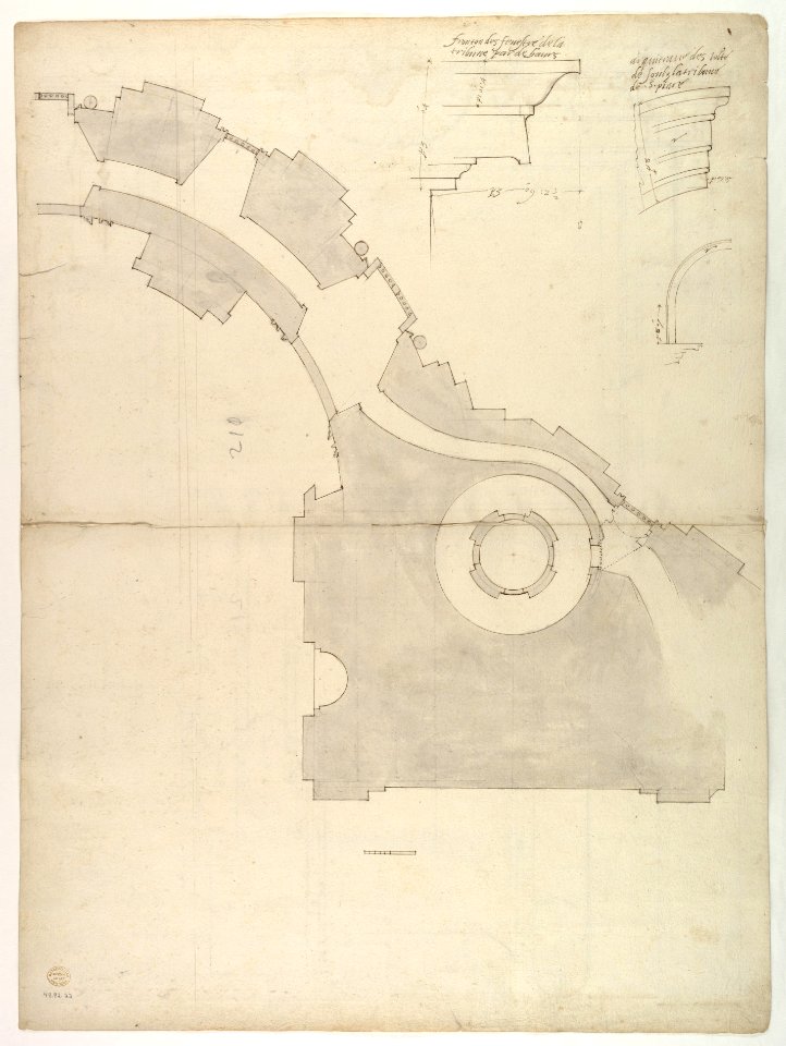 St. Peter's, attic, window, elevation (recto) St. Peter's, apse, plan; window, cornice, elevation profile; arch frame, elevation profile (verso) MET DP819035