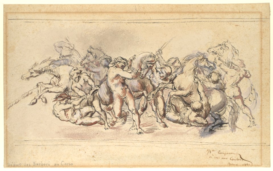 Start of the Race of the Barberi Horses, Rome MET DP109555