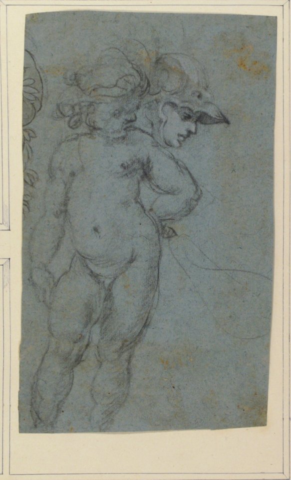 Standing Nude Putto and Study of a Helmeted Head MET 17.236.48