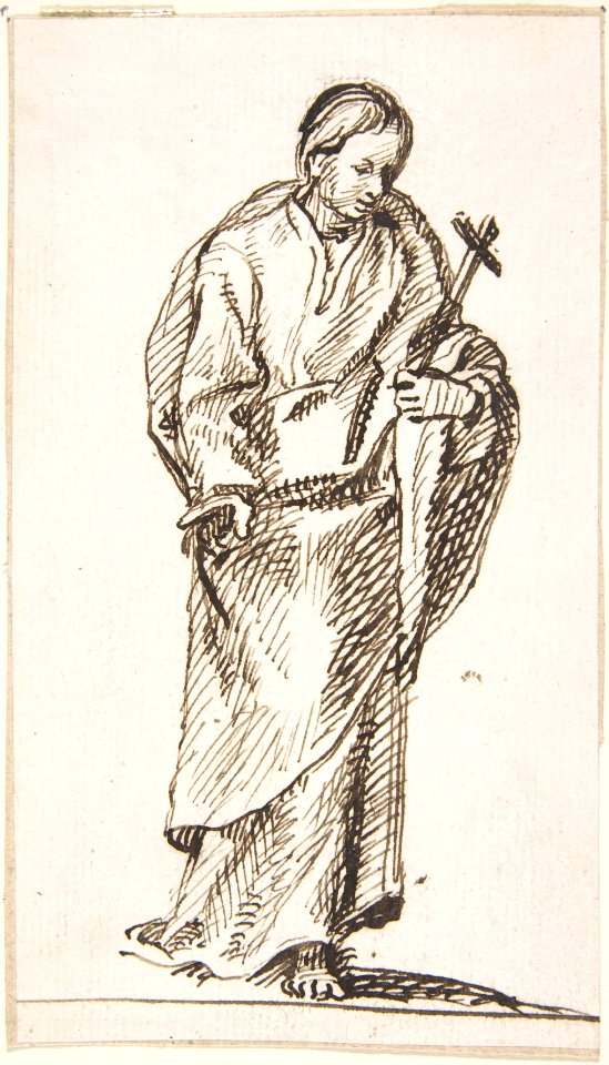 Standing Figure Holding Cross MET DP800387