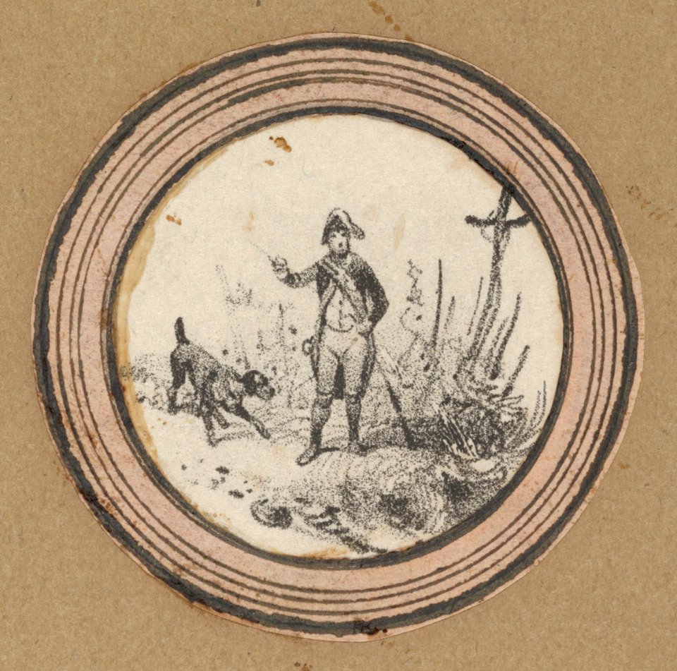 Standing soldier with a dog and a crucifix MET DP841209
