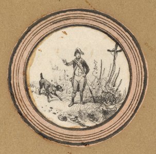 Standing soldier with a dog and a crucifix MET DP841209