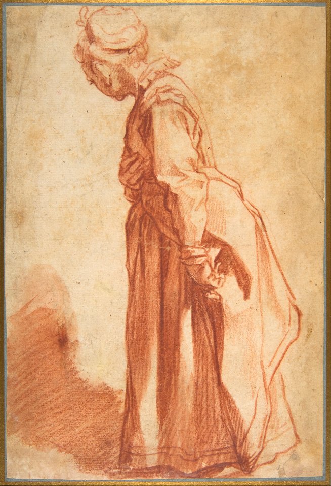 Standing Woman Looking to Left Background MET DP812814