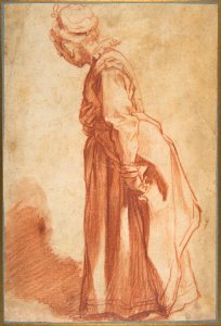 Standing Woman Looking to Left Background MET DP812814