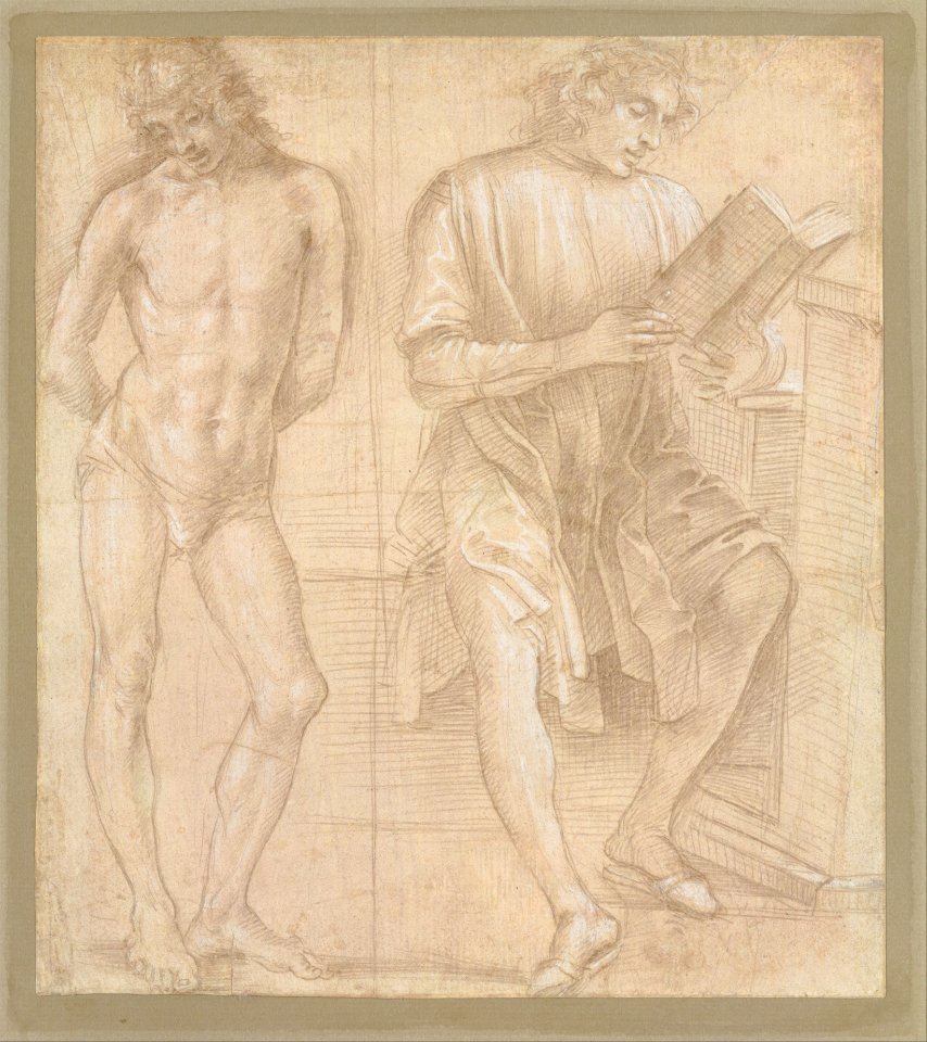 Standing Youth with Hands Behind His Back, and a Seated Youth Reading (recto); Two Studies of Hands (verso) MET DT11799