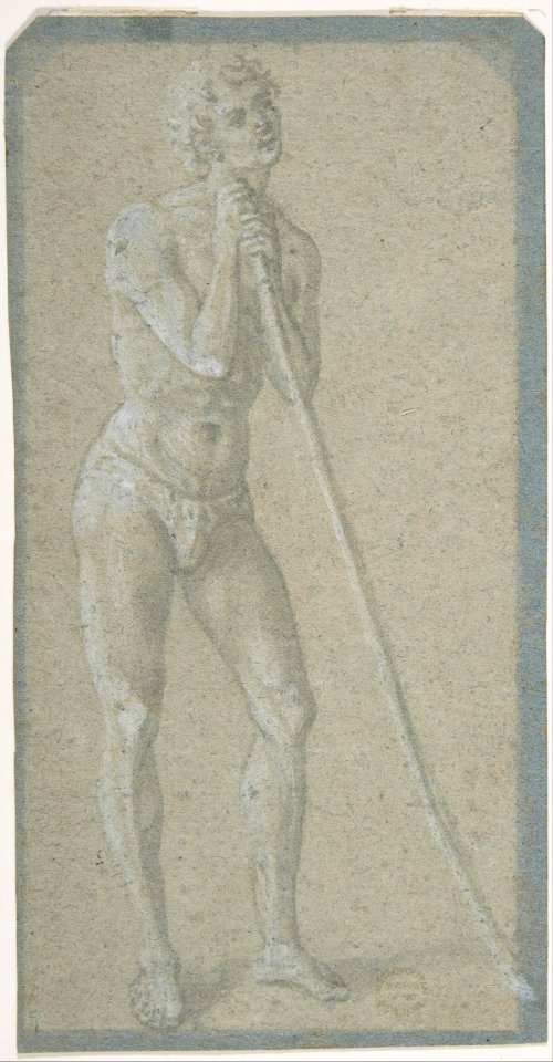 Standing Youth Leaning on a Long Staff (recto); Seated Man (verso) MET DP809428