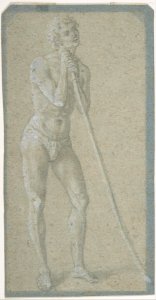Standing Youth Leaning on a Long Staff (recto); Seated Man (verso) MET DP809428