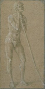 Standing Youth Leaning on a Long Staff (recto); Seated Man (verso) MET 80.3.114