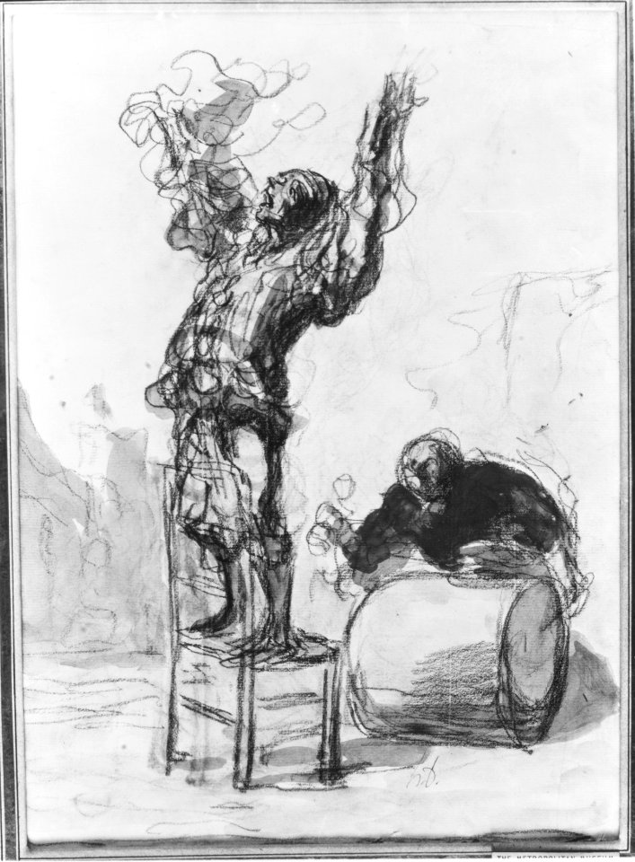 Street Show (Paillasse) (recto); a clown playing a drum (verso) MET 68572
