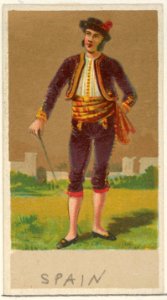 Spain, from the Natives in Costume series (N16), Teofani Issue, for Allen & Ginter Cigarettes Brands MET DP834893. Free illustration for personal and commercial use.