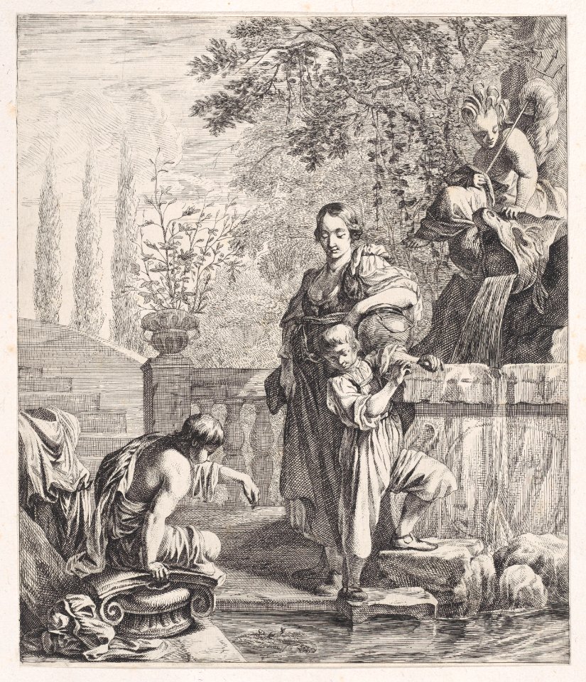 Standing Woman with a Child near a Fountain Met DP887741