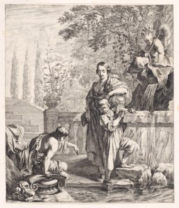 Standing Woman with a Child near a Fountain Met DP887741