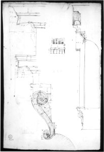 St Peter's apse, exterior niche section and details (recto) St Peter's apse, exterior niche elevation and profiles of details (verso) MET sf49 92 12v-MM31803