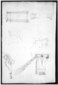 St Peter's apse, exterior niche section and details (recto) St Peter's apse, exterior niche elevation and profiles of details (verso) MET sf49 92 12r-MM31802