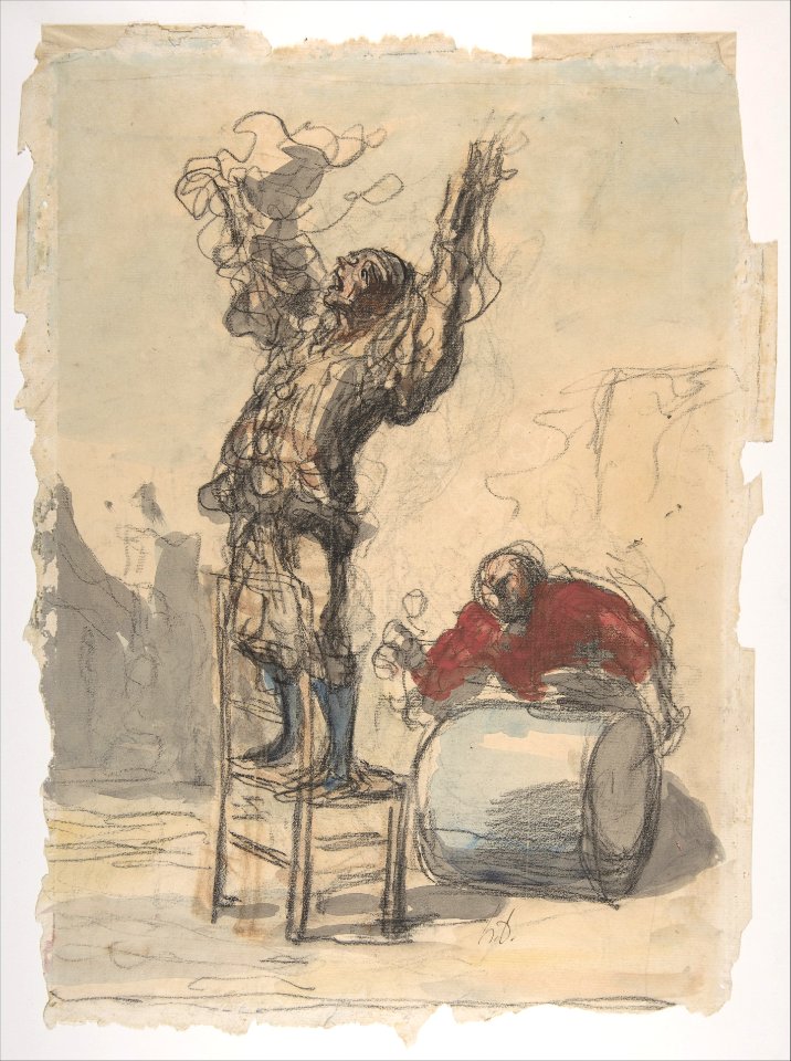 Street Show (Paillasse) (recto); a clown playing a drum (verso) MET DP810311