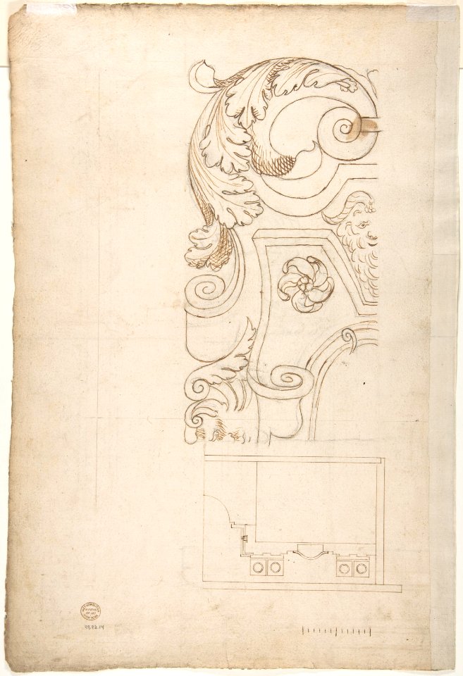 St Peter's, cornice, exterior, profile (recto) Unidentified, moulding, elevation; Unidentified structure, plan (verso) MET DP810529