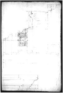 St Peter's, cornice, exterior, profile (recto) Unidentified, moulding, elevation; Unidentified structure, plan (verso) MET sf49 92 14r-MM37870