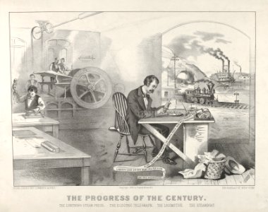 The Progress of the Century – The Lightning Steam Press. The Electric Telegraph. The Locomotive. The Steamboat. MET DP853581