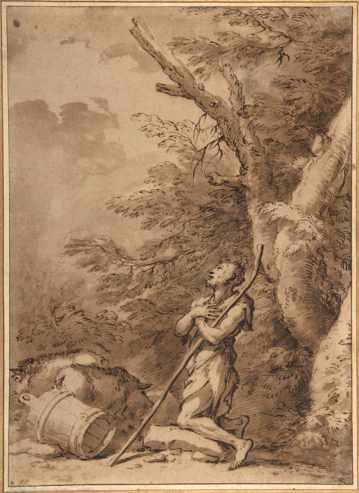 The Prodigal Son Kneeling Repentant among Swine MET DP801514