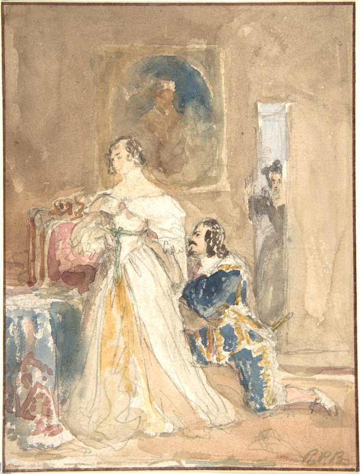 The Proposal (recto); Unfinished drawing of a horse and rider (verso) MET DP800808