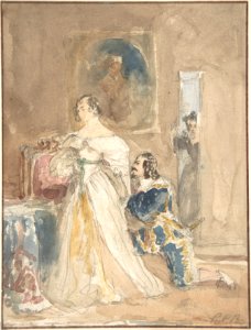 The Proposal (recto); Unfinished drawing of a horse and rider (verso) MET DP800808