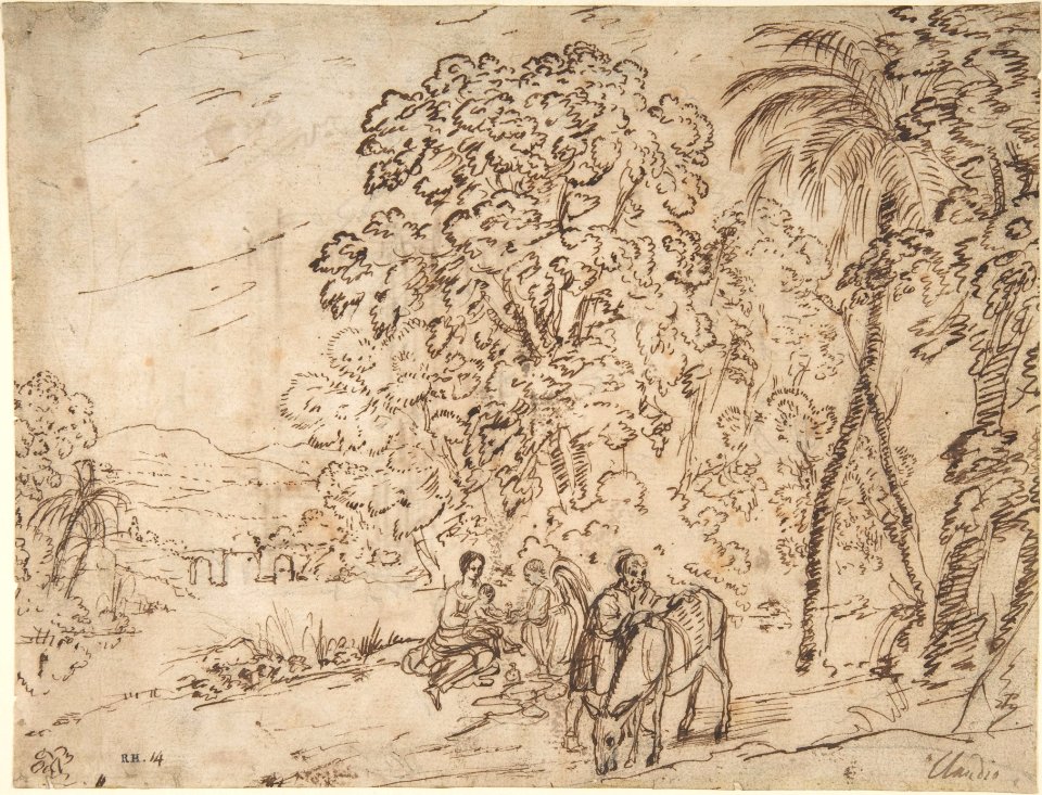 The Rest on the Flight into Egypt (recto); The Arch of Titus, Camp Vaccino (verso) MET DP805691