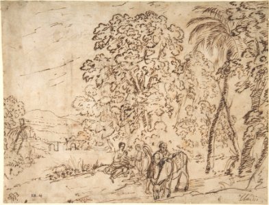 The Rest on the Flight into Egypt (recto); The Arch of Titus, Camp Vaccino (verso) MET DP805691