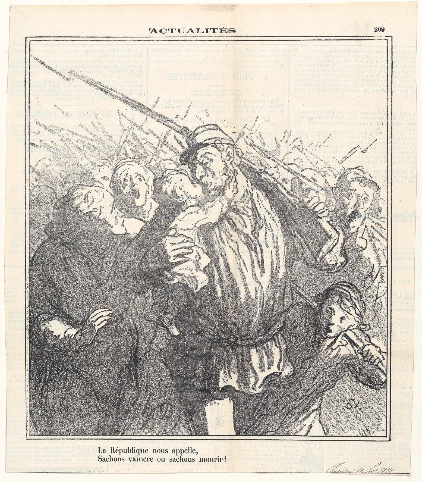The Republic calls us! Let us be victorious or die, from 'News of the day,' published in Le Charivari, September 20, 1870 MET DP877807