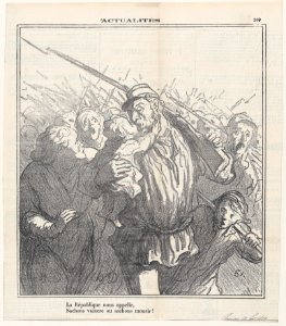The Republic calls us! Let us be victorious or die, from 'News of the day,' published in Le Charivari, September 20, 1870 MET DP877807