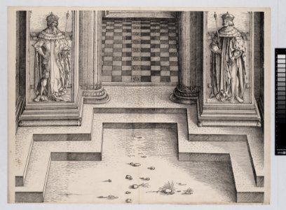The Pedestal of the Central Portal with Figures of Two Archdukes of Austria, from The Triumphal Arch of Maximilian I, 1st edition (1517-18) MET DP-16116-021